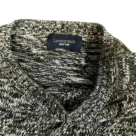 LANDS END Drifter Chunky Cable Knit Sweater Gray with White 100% Baumwolle - Picture 11 of 11